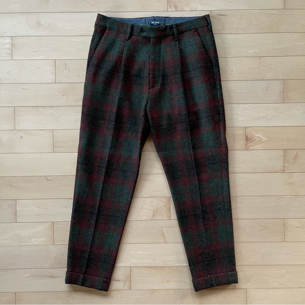 Todd Snyder Wool Madison Trouser in Rust Olive Plaid